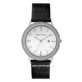 CHRIST VERRA CV 320221G-21 WHT Black Silver Dial White Leather Strap